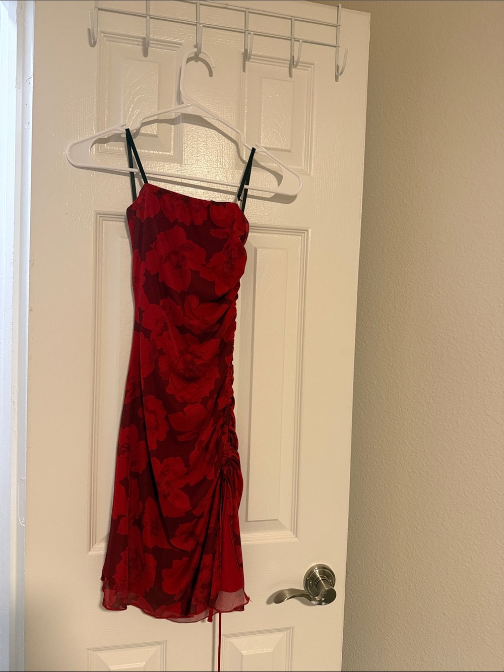Windsor Red Floral Slip Dress with Spaghetti Straps